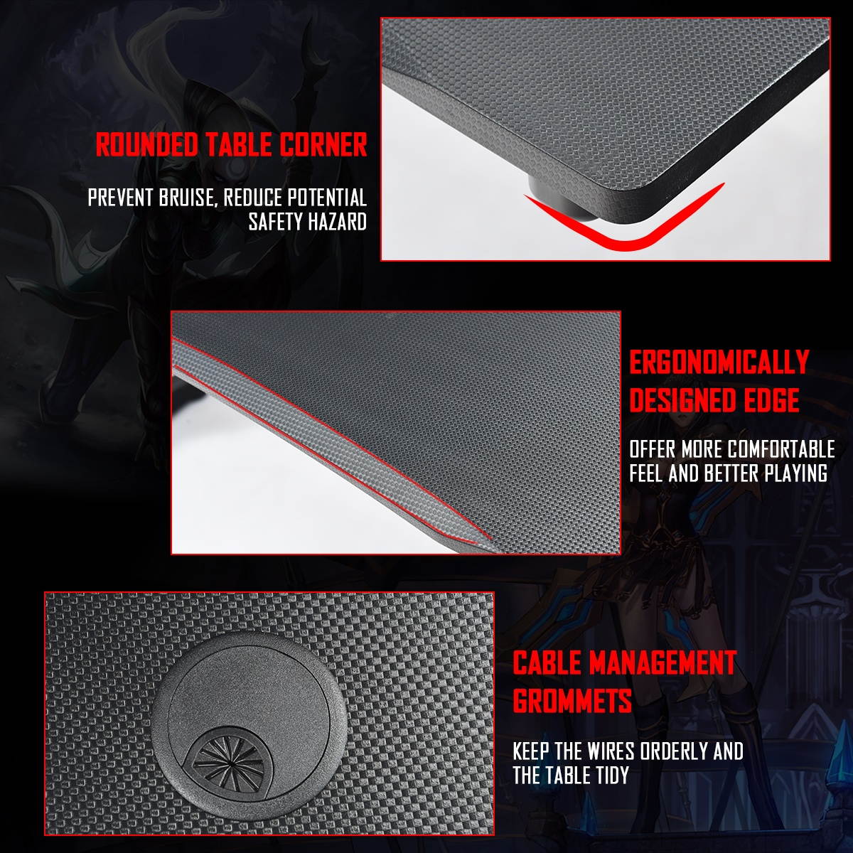 Gaming Desk Computer Studio Desk PC Table Z Shape Gamer Workstation w/Mousepad