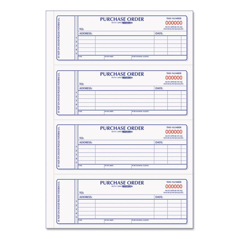 Rediform Purchase Order Book 7 x 2 3/4 Two-Part Carbonless 400 Sets/Book 1L176