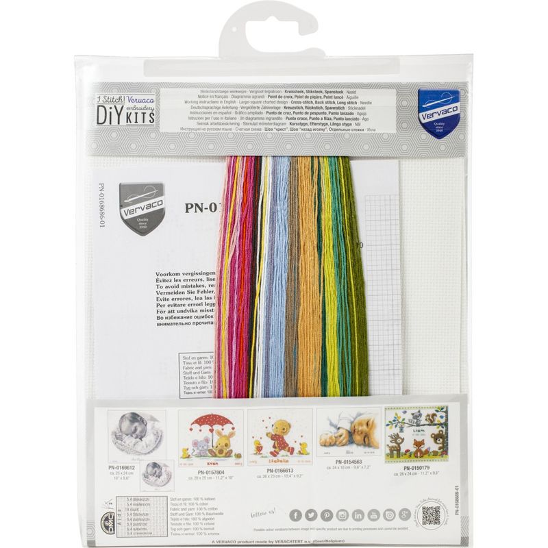 Vervaco Counted Cross Stitch Kit 13.5"X12"-Jungle Animal Party (14 Count)