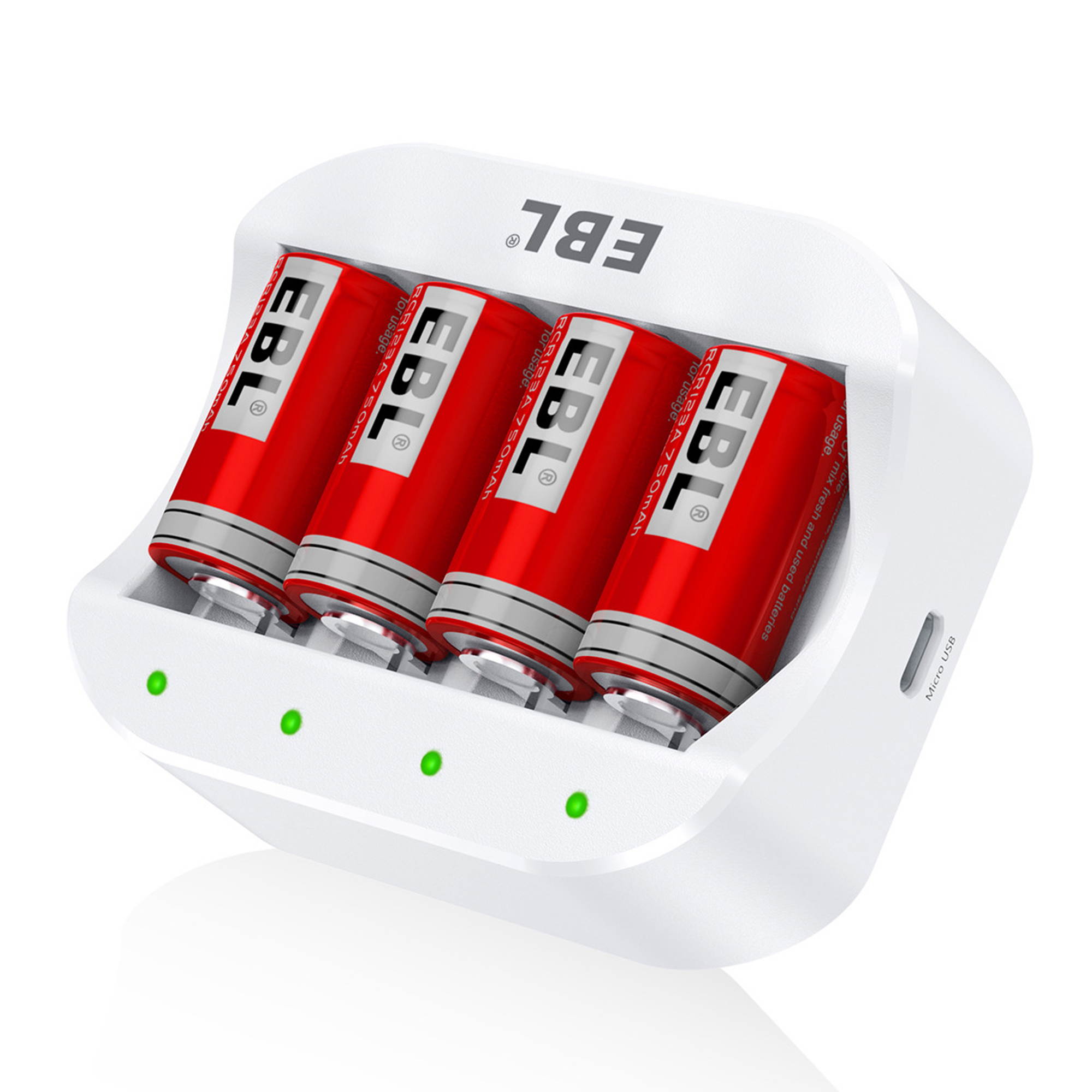 EBL 8 Pcs 16340 3.7V RCR123A Batteries + Smart 4 Slots Battery Charger for 16340 RCR123A Li-ion Rechargeable Batteries