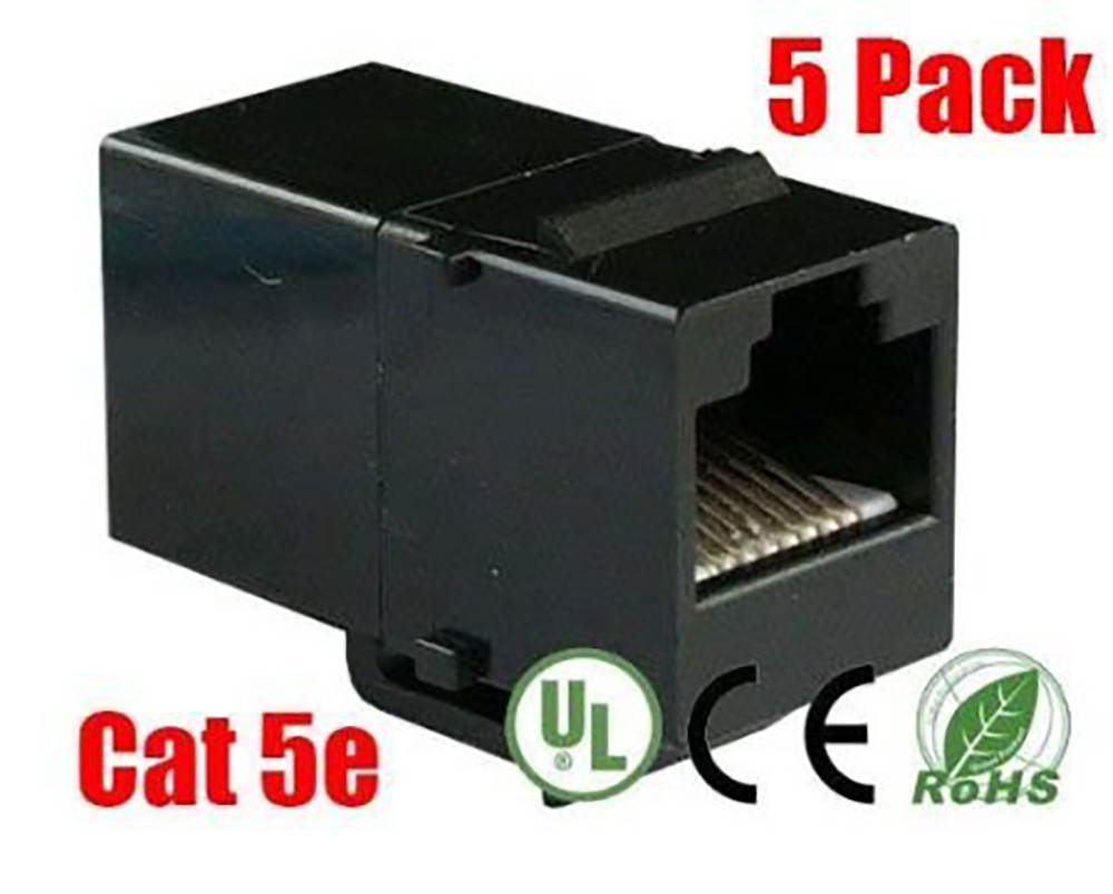 iMBAPrice Cat 5e Keystone Inline Coupler - Black (Pack of 5)