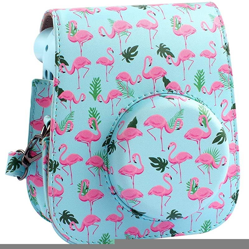Portable Case Compatible with Fujifilm Instax Mini 11 Instant Camera with Accessories Pocket and Adjustable Strap. (Flamingo)