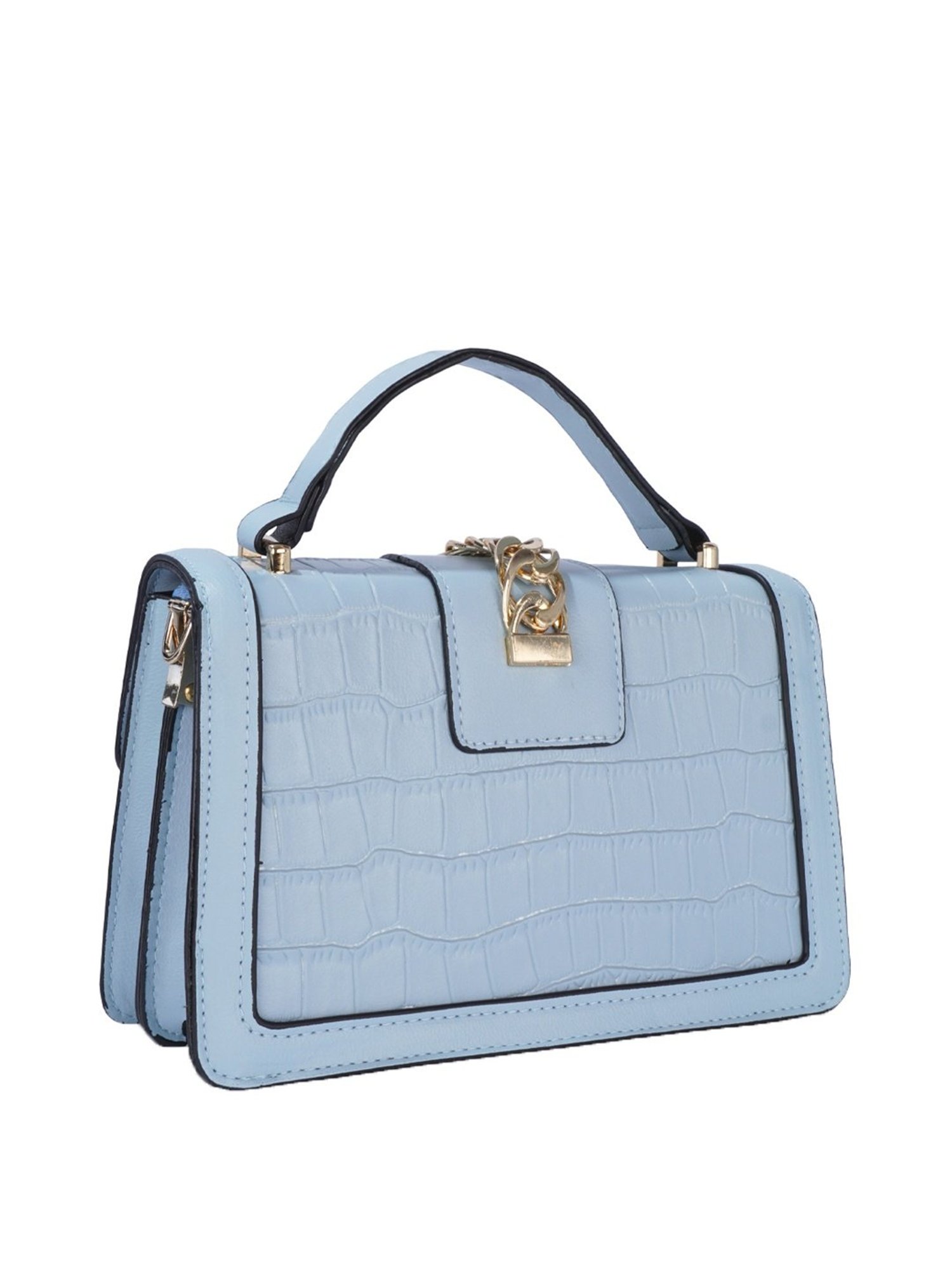 Luvoksi Blue Textured Medium Satchel Handbag