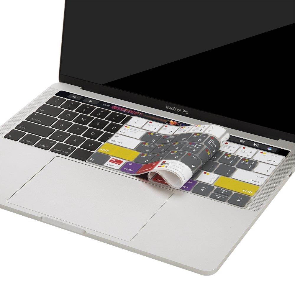 MOSISO Silicone Keyboard Cover Compatible Newest MacBook Pro with Touch Bar 13 Inch and 15 Inch (A1989 / A1706, A1990 / A1707) 2018 2016 2017 Release with Touch ID, Mac OS X Shortcut, White