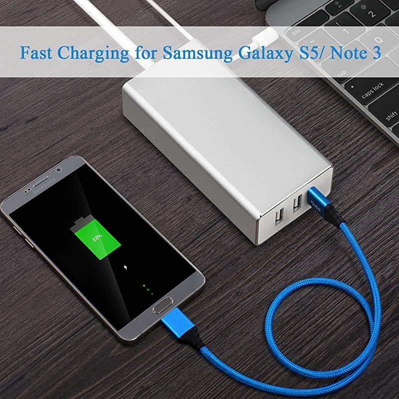 USB 30 Micro Cable  3Pack 15ft Short Braided USB 30 A Male to Micro B Charger Cable Compatible for Samsung Galaxy S5 Note 3 Tab Pro 122 Hard Drive and More Blue