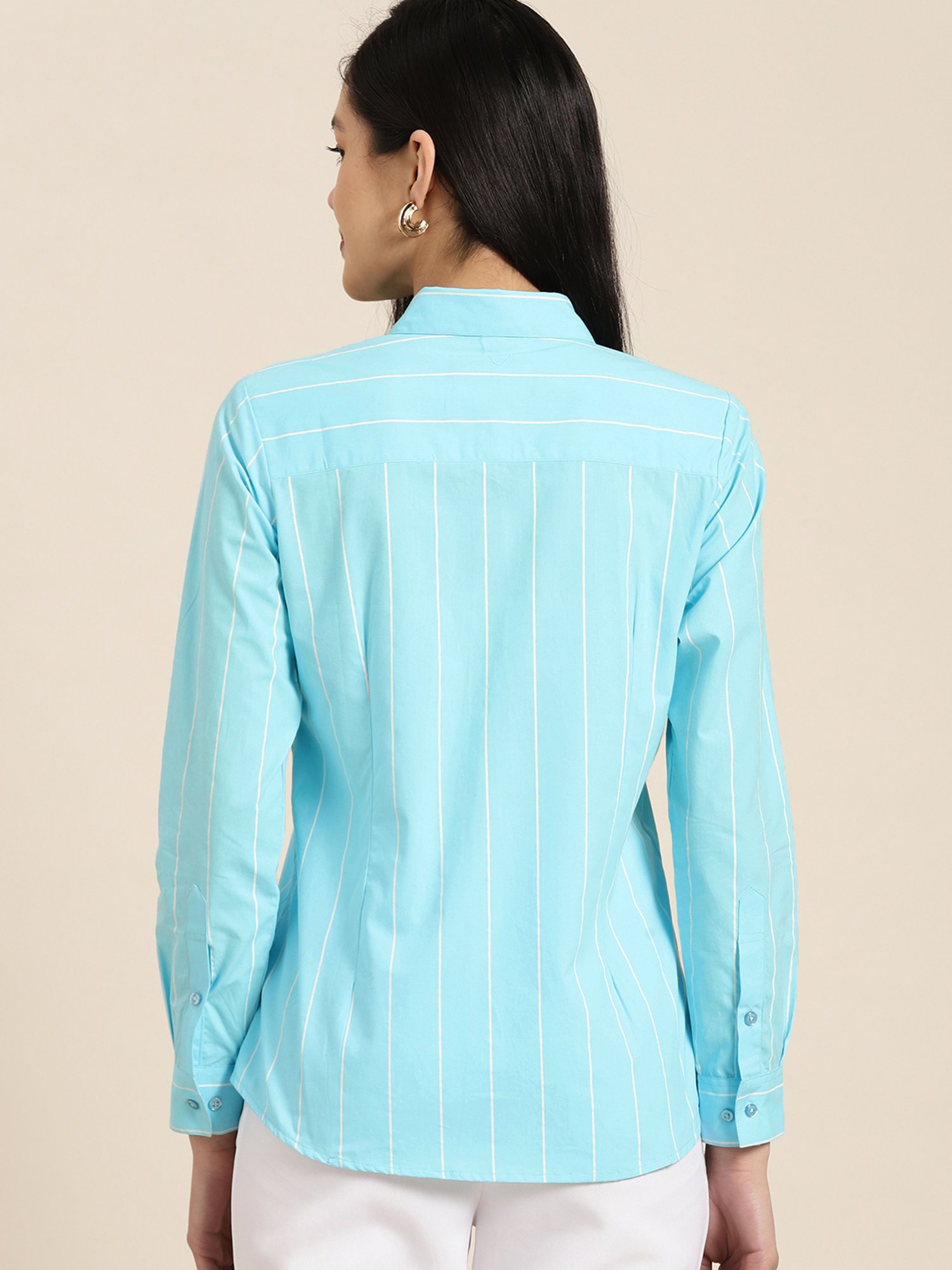 Hancock Blue Cotton Striped Shirt
