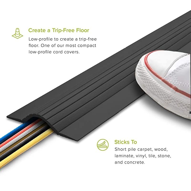 15FT Cable Blanket High Capacity Low Profile Cord Cover and Wire Protector Black