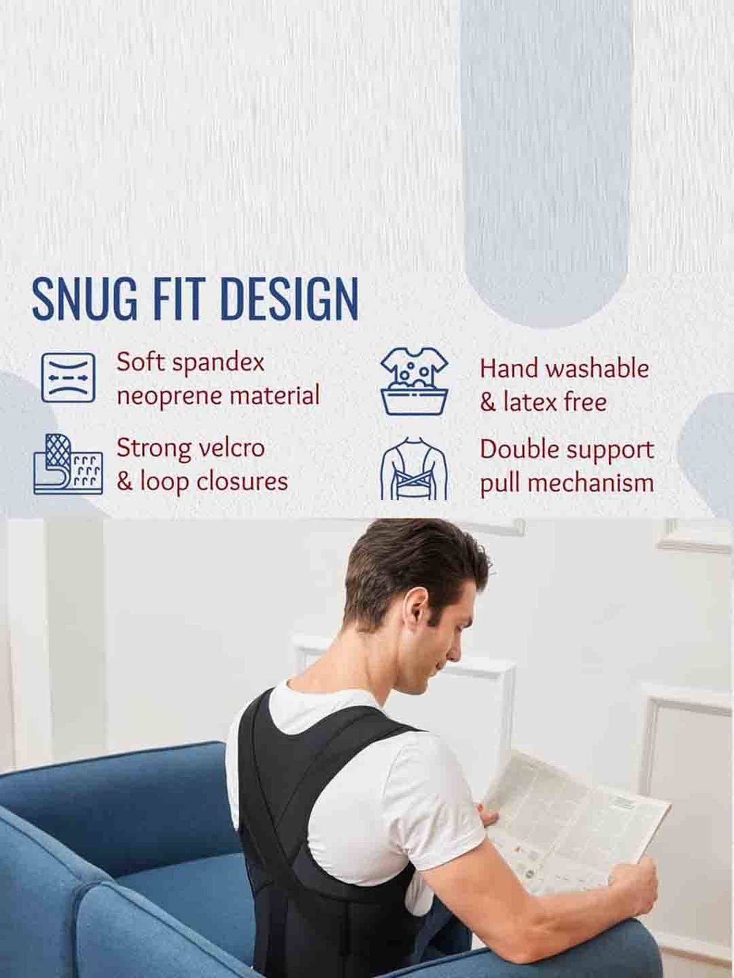 HealthSense Posture Corrector for Men, Back Pain Relief with Back Support Belt (XL) - Black