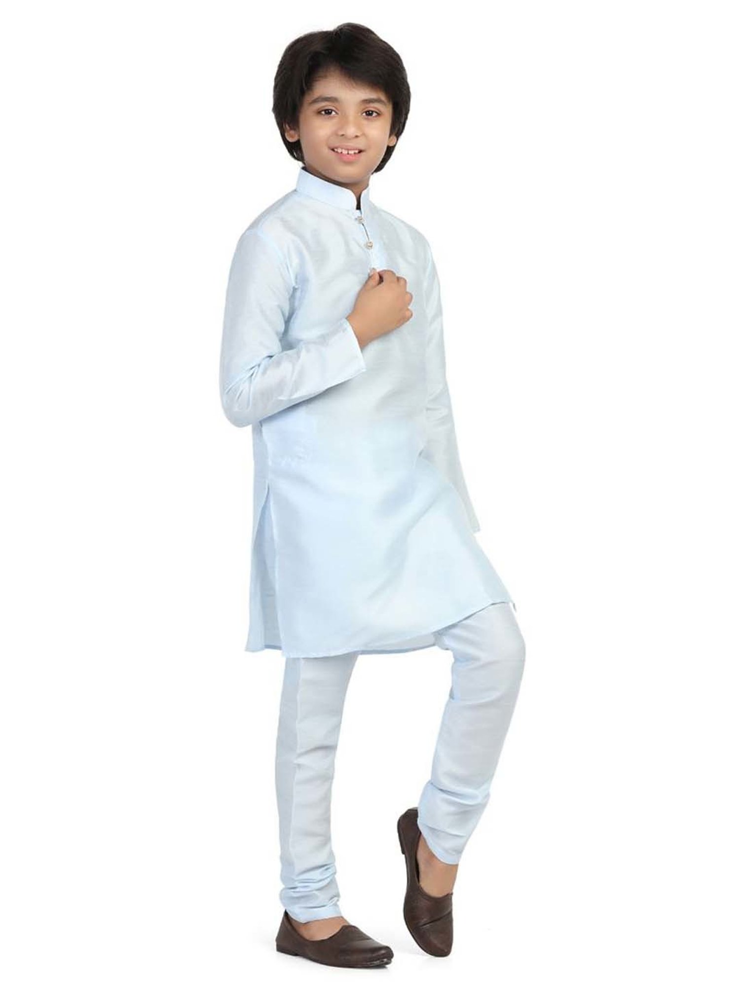 TAHVO Kids Blue Slim Fit Full Sleeves Kurta Set