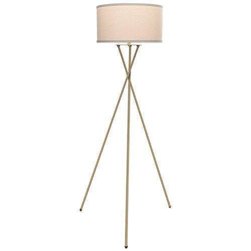 Brightech Jaxon LED Tripod Floor Lamp &ndash; Mid Century Modern with Contemporary Innovation &ndash; Soft Ambient Lighting Tall Standing Easel Survey Lamp for Bedroom, Den, Family or Living Room or Office &ndash;Brass