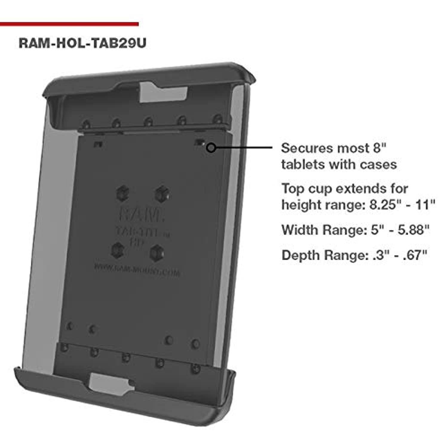RAM Tab-Tite Spring Loaded Holder for 8" Tablets with Cases