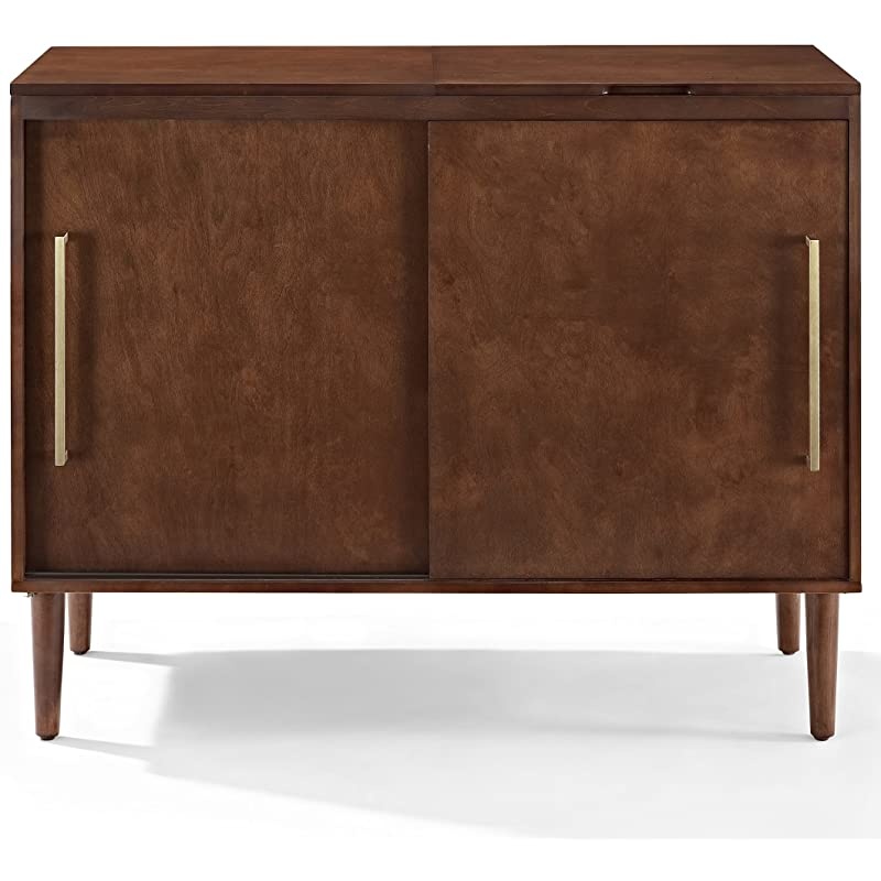 Everett Mid-Century Modern Media Console, Mahogany