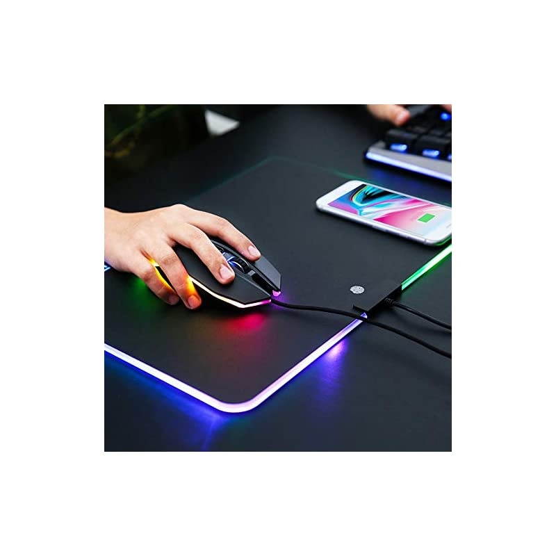 Wireless Charger Mousepad - Qi Quick Charging Gaming Mouse Pad with RGB Lighting