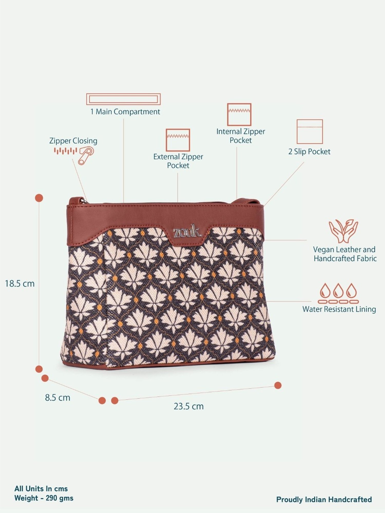 ZOUK Multicolor Printed Cross Body Bag