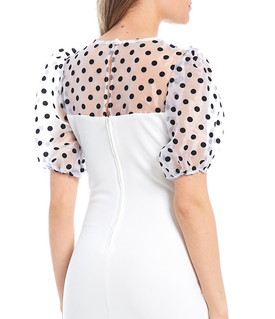 Blondie Nites High-Neck Shimmering Metallic Sheath Dress