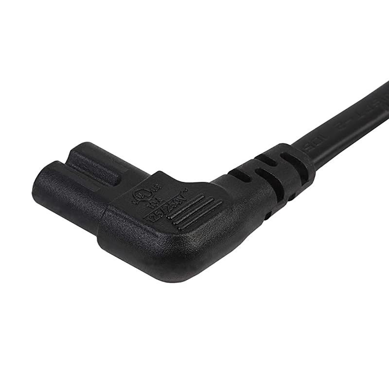TV Power Cord 2-Prong Figure 8 Power Cord Angled L-Type IEC C7 (Figure 8) Replacement Power Cord for LCD LED Mornitor, IEC C7 to Nema 1-15P