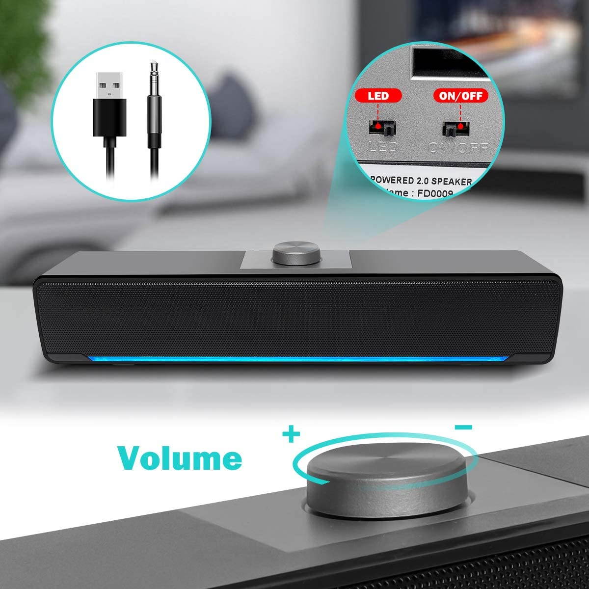 Computer Speakers, USB Powered Sound Bar Speakers for Computer Desktop Laptop PC(Upgrade)