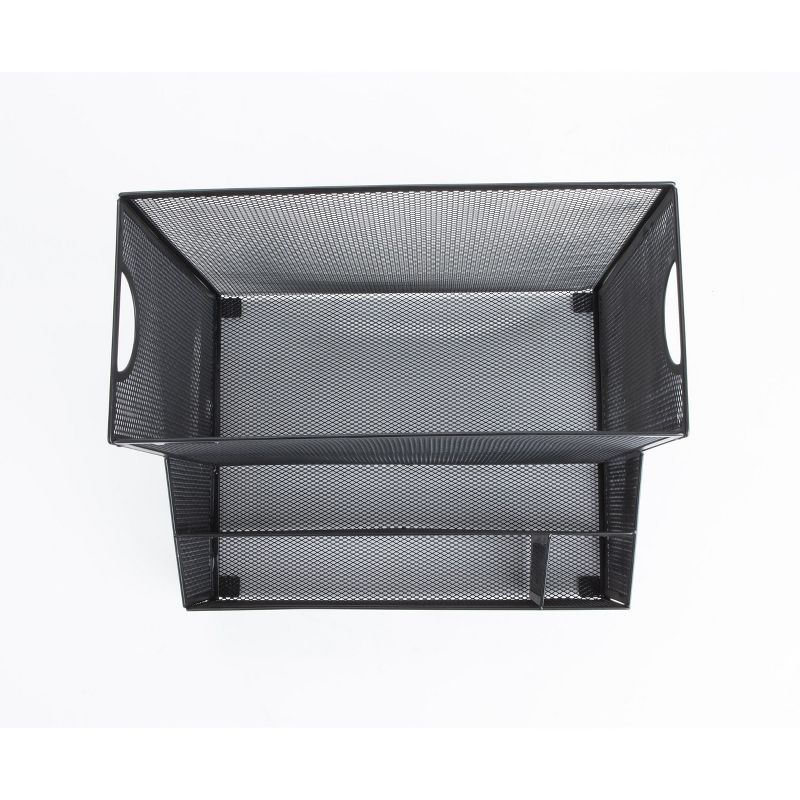 Mind Reader Metal Mesh Large File Organizer Storage Basket, Black