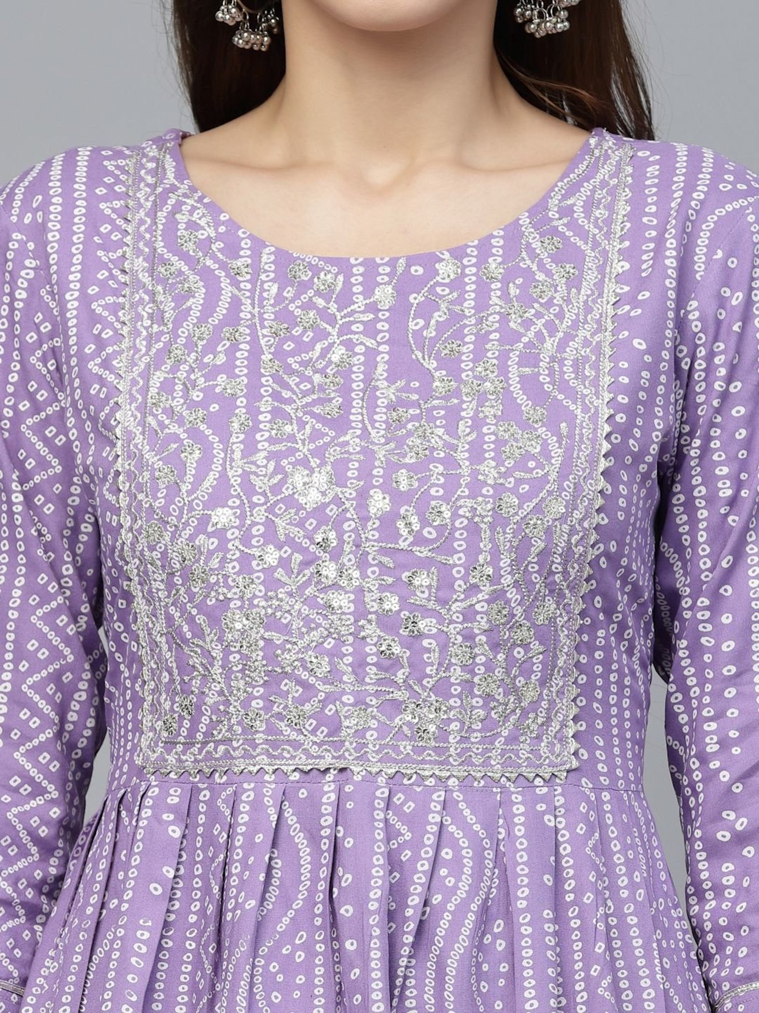 Stylum Purple Bandhani Print Kurti Sharara Set With Dupatta