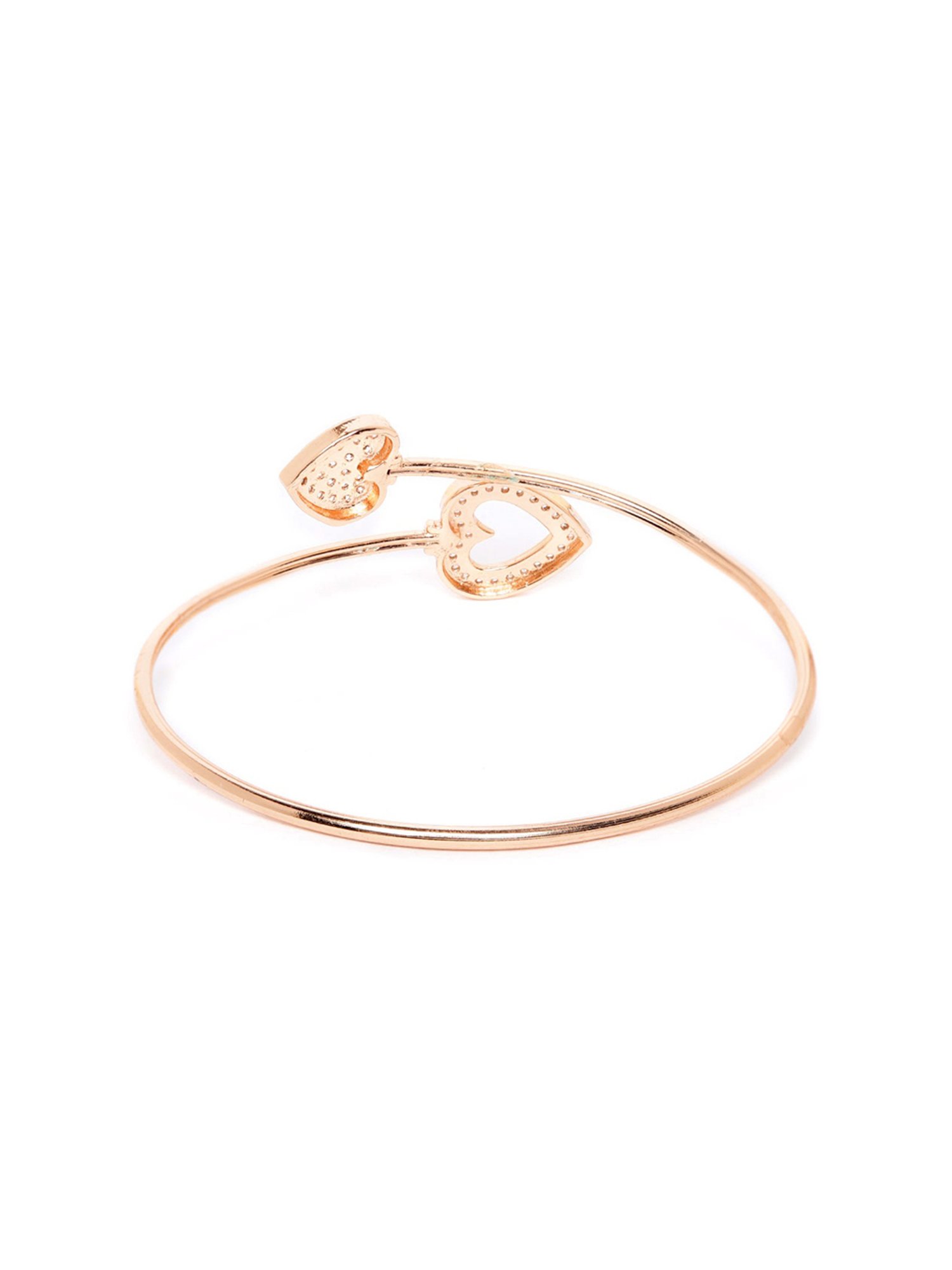 Zaveri Pearls Set of 2 Rose Gold Contemporary Cubic Zirconia Brass Kada Style Bracelet-ZPFK11105