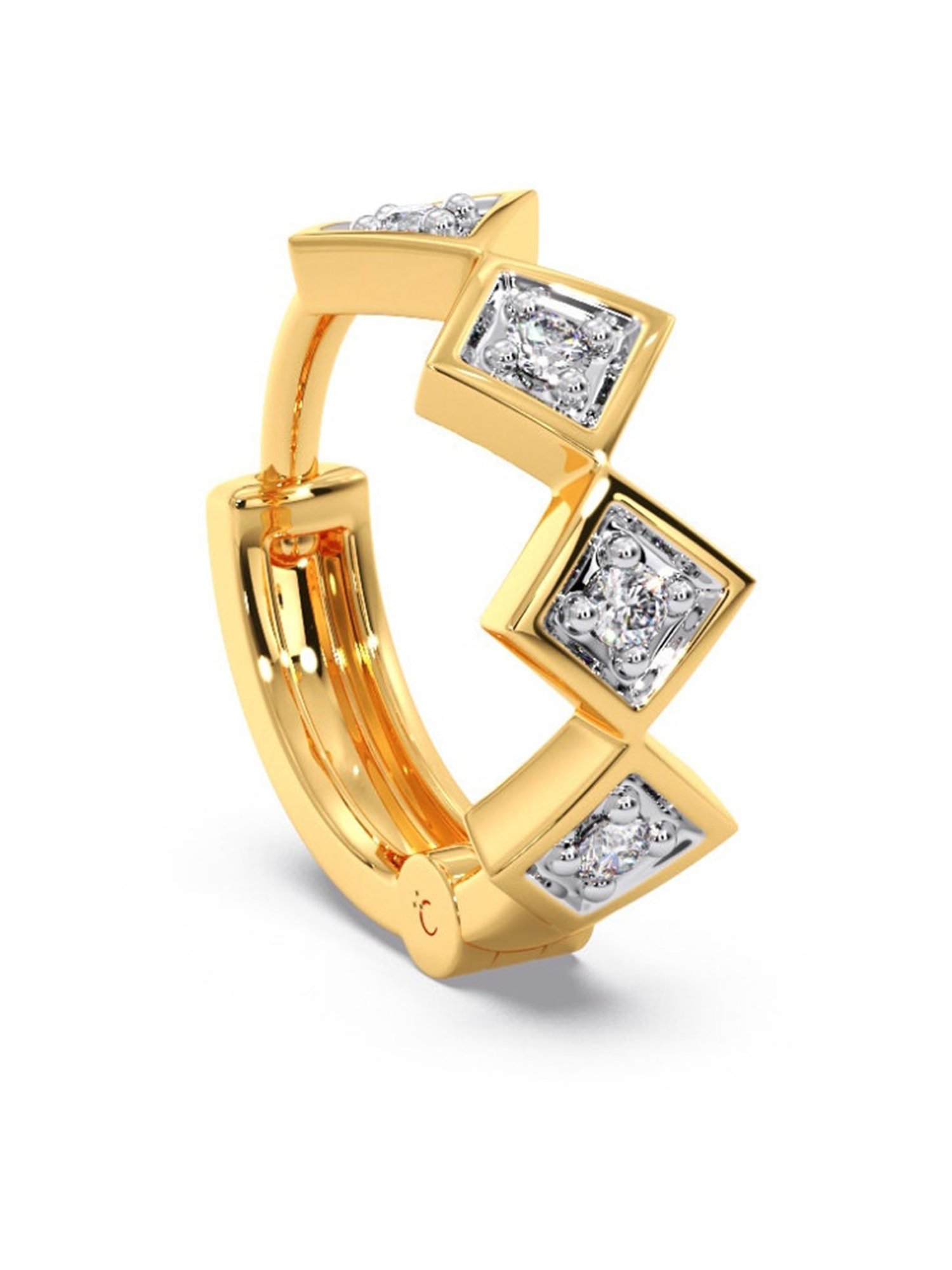 Candere by Kalyan Jewellers Stylish Design 18k Yellow Gold & Certified Diamond Nose Ring