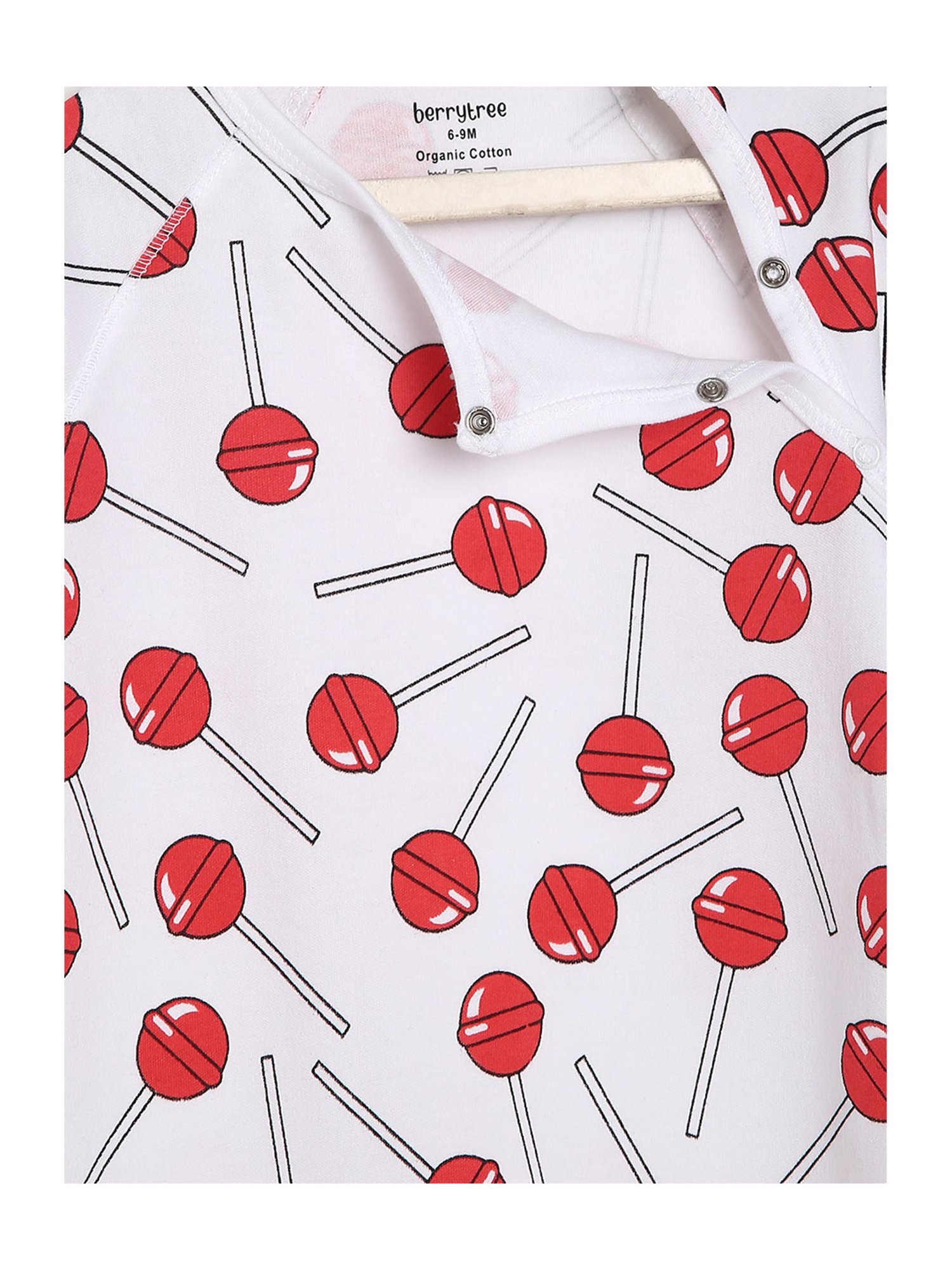 Berrytree Organic Kids Red Cotton Lollipops Print Rompers