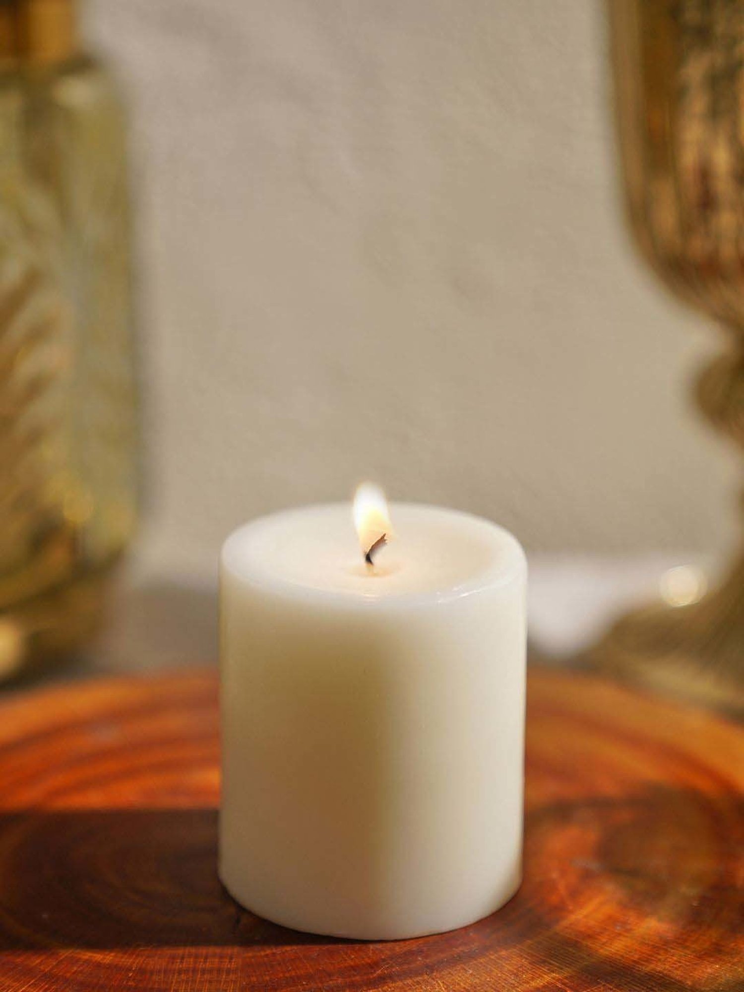 Pure Home and Living White Peony Blush Medium Pillar Candle