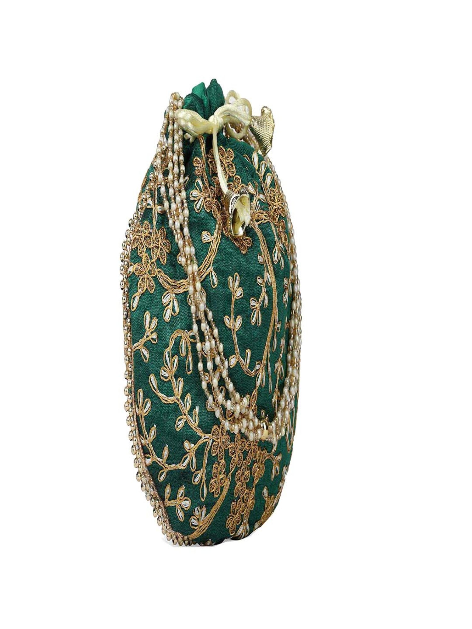 Gaurapakhi Green Embellished Potli