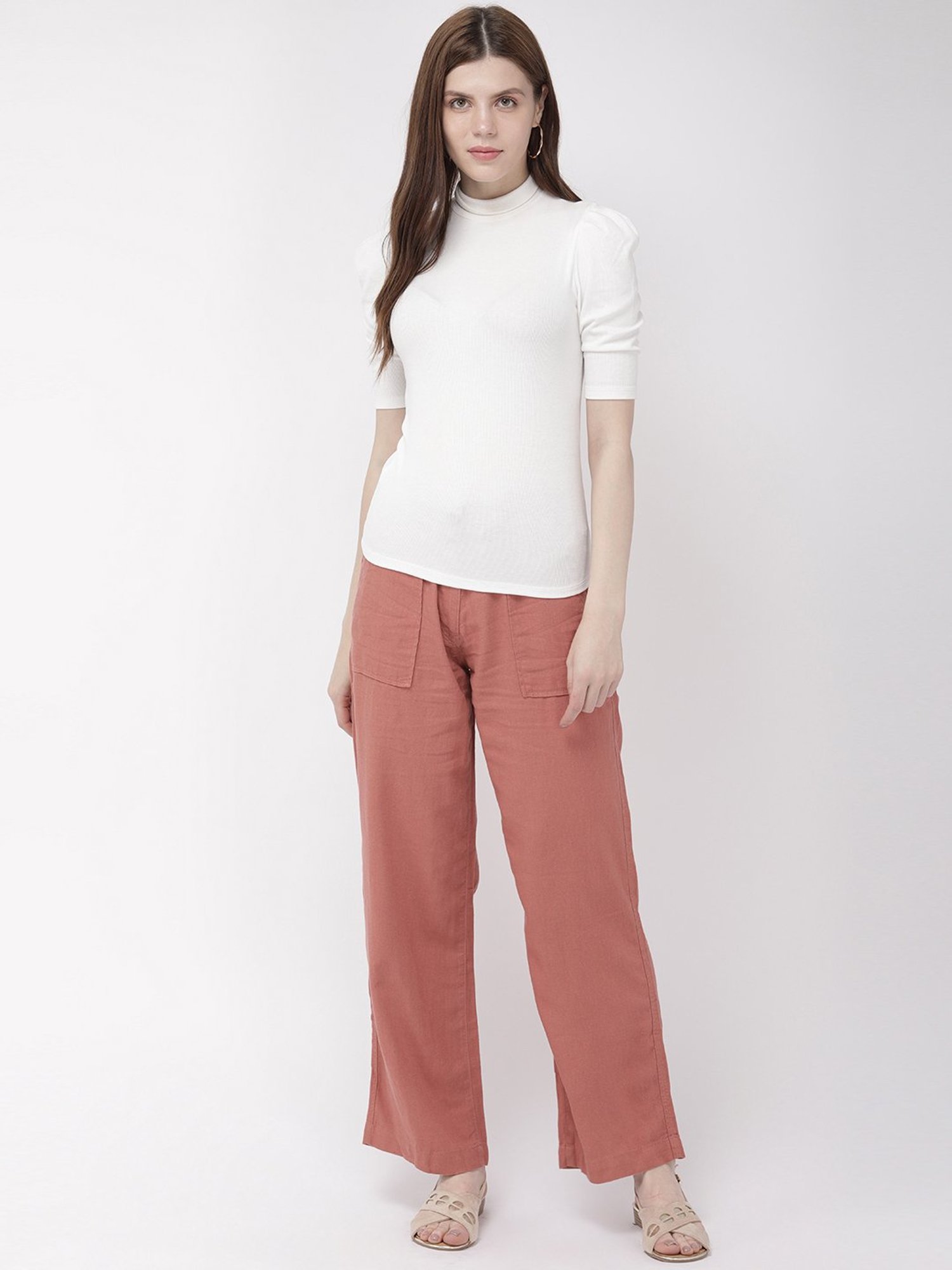 Go Colors! Peach Mid Rise Pants