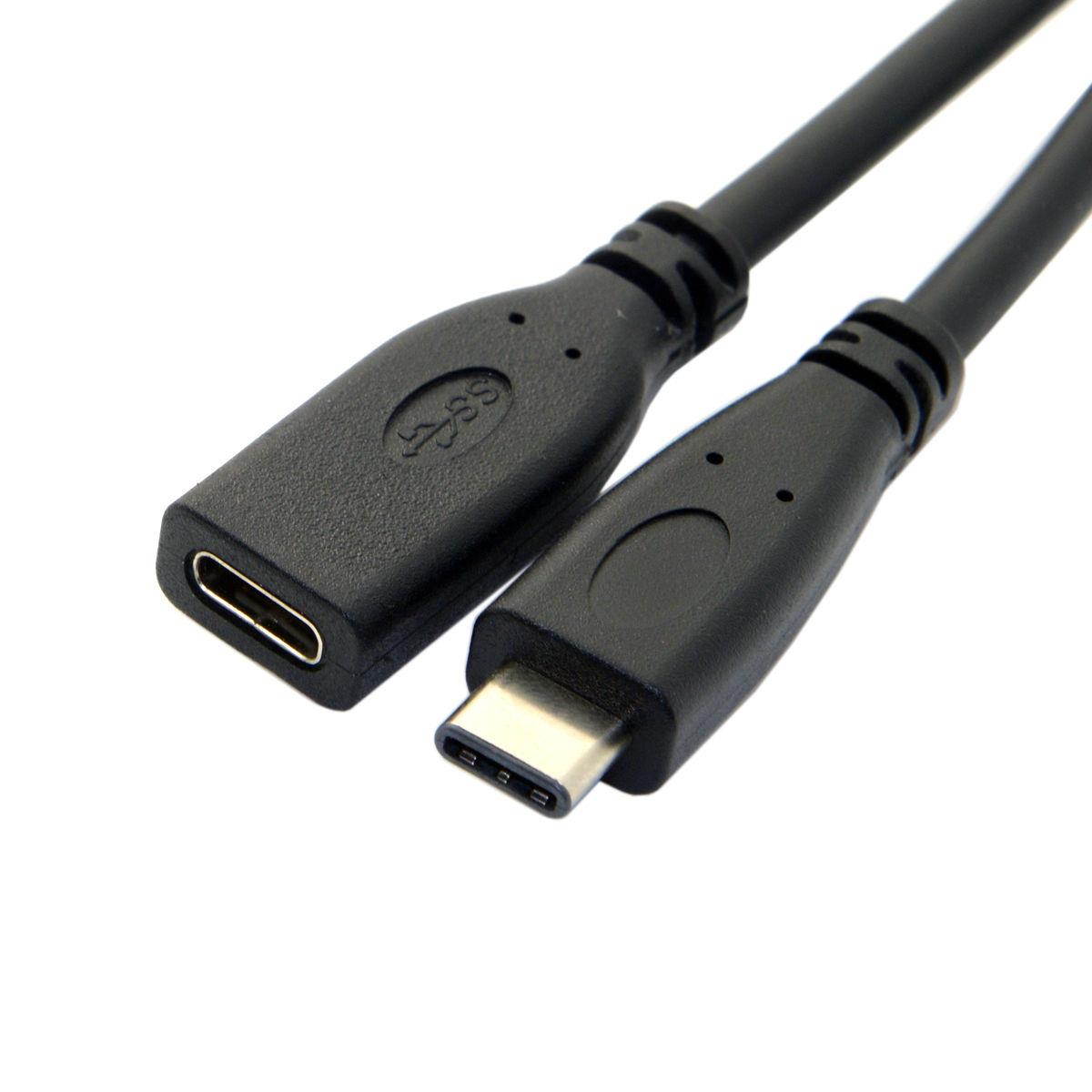 USB 3.1 Type-C USB-C Male to Female Extension Cable for Data and Power Charge Black 2m