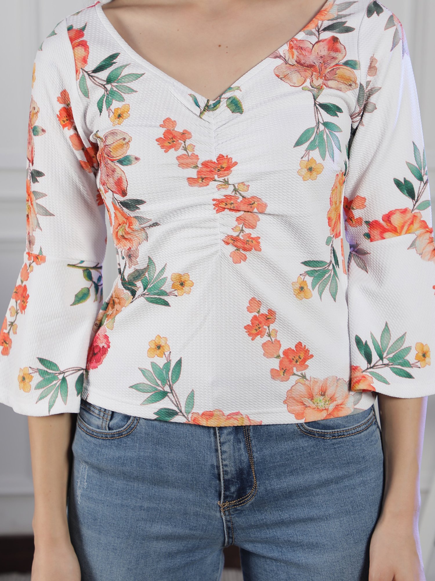 NEUDIS White Printed Polyester Top