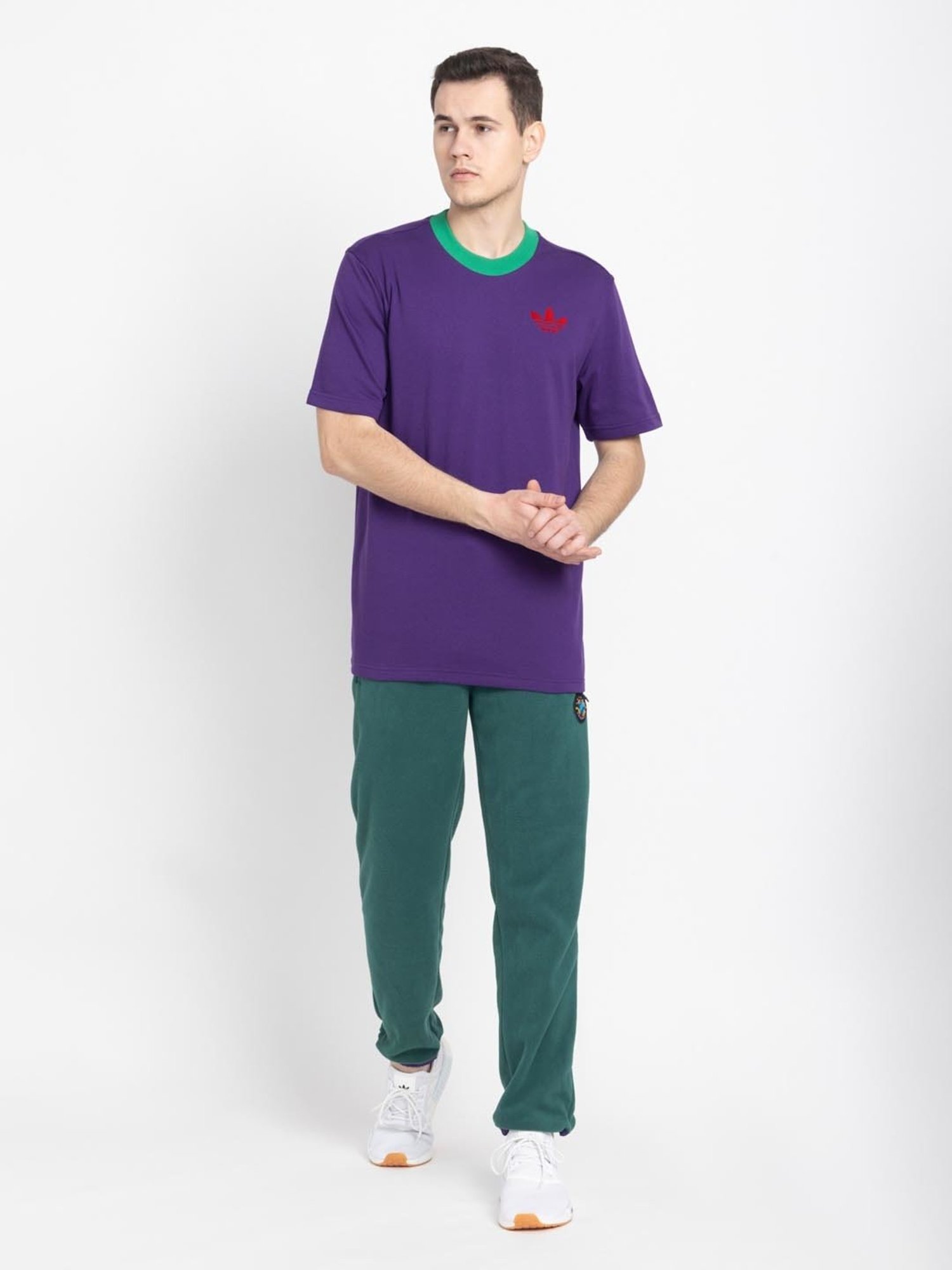 Adidas Originals Purple Cotton Regular Fit T-Shirt