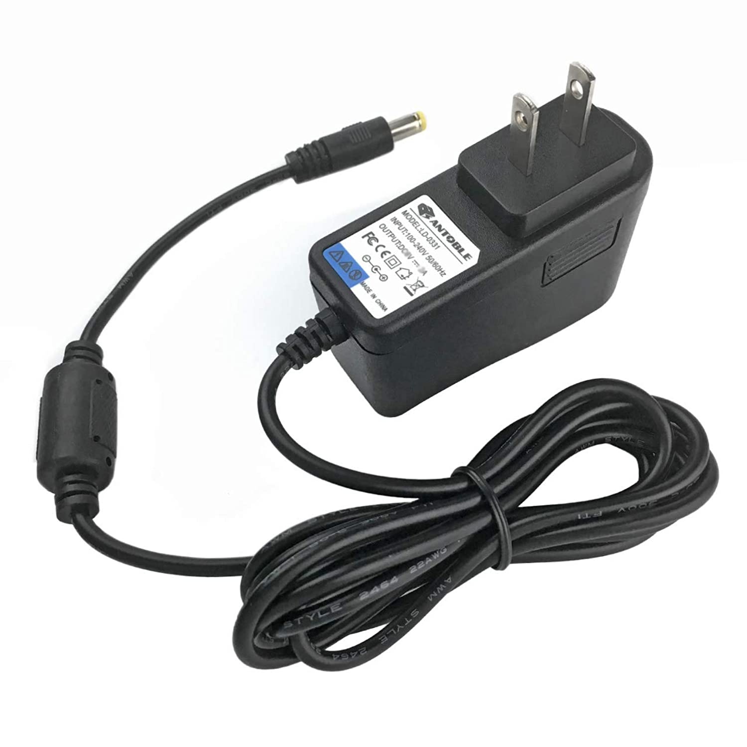 ANTOBLE 6.5ft Cord AC Adapter Wall Charger for SANGEAN PR-D4 PR-D6 PR-D14 PR-D18 PR-D18BU PR-D18RD PR-D18BK PR-D18GR PR-D19 Portable AM/FM Alarm Clock Radio Power Supply