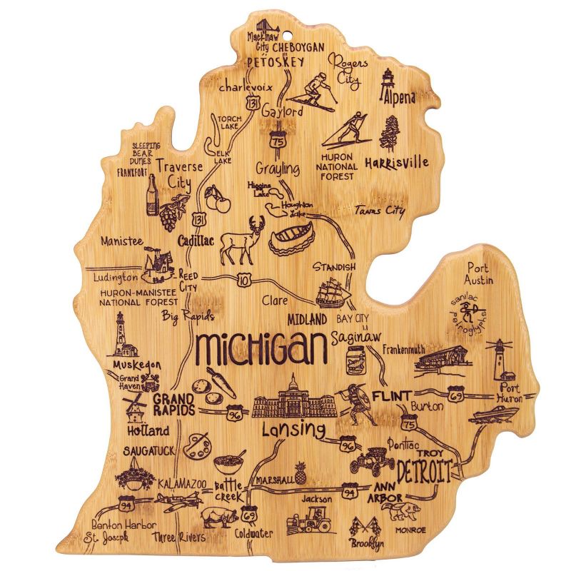 Totally Bamboo Destination Michigan (Mitt) Serving and Cutting Board