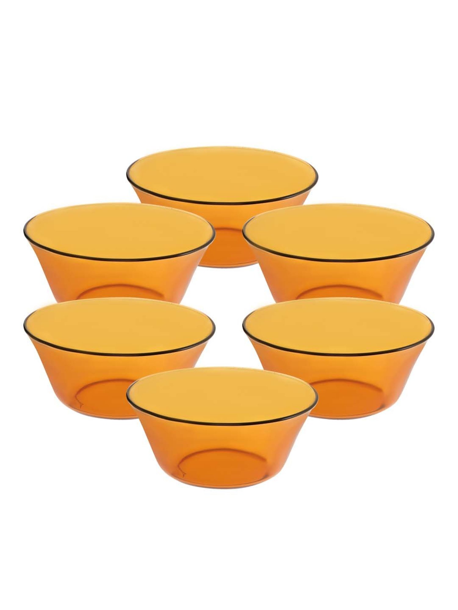 Duralex 'Lys' Orange Glass 17 cm Table Serving Bowl (0.91 L) - Set of 6