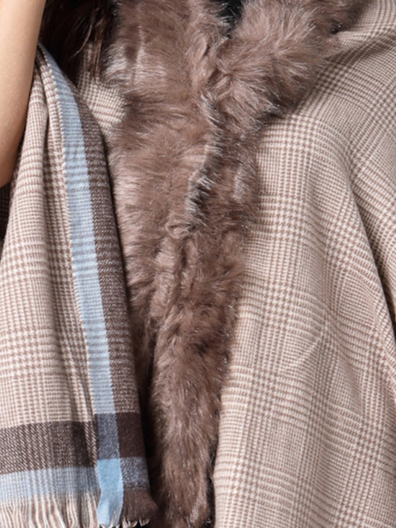 Mafadeny Brown Checks Poncho