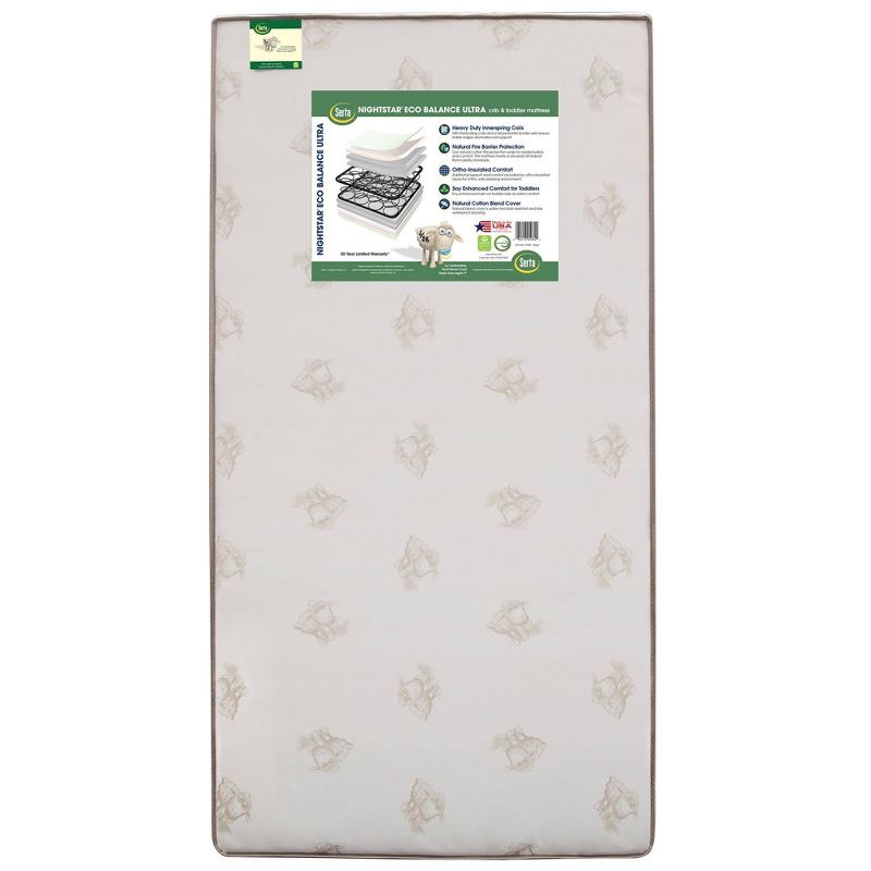 Serta Nightstar Eco Balance Ultra Natural Blend Woven Cover Crib & Toddler Mattress