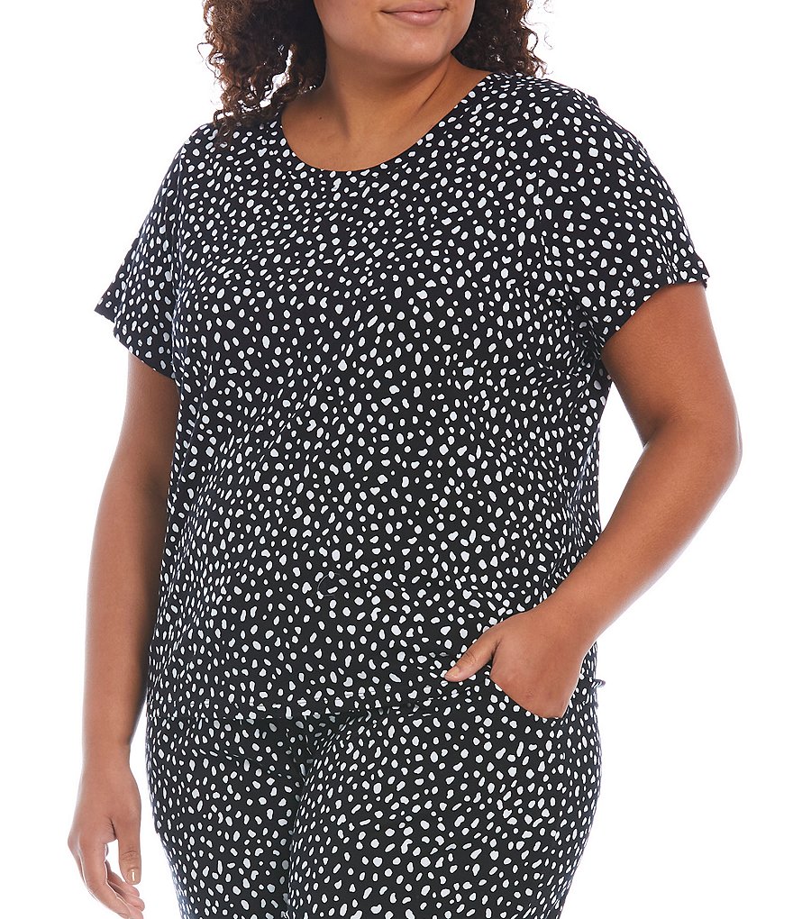 Sleep Sense Plus Animal Dot Print Crew Neck Short Sleeve Knit Sleep Tee