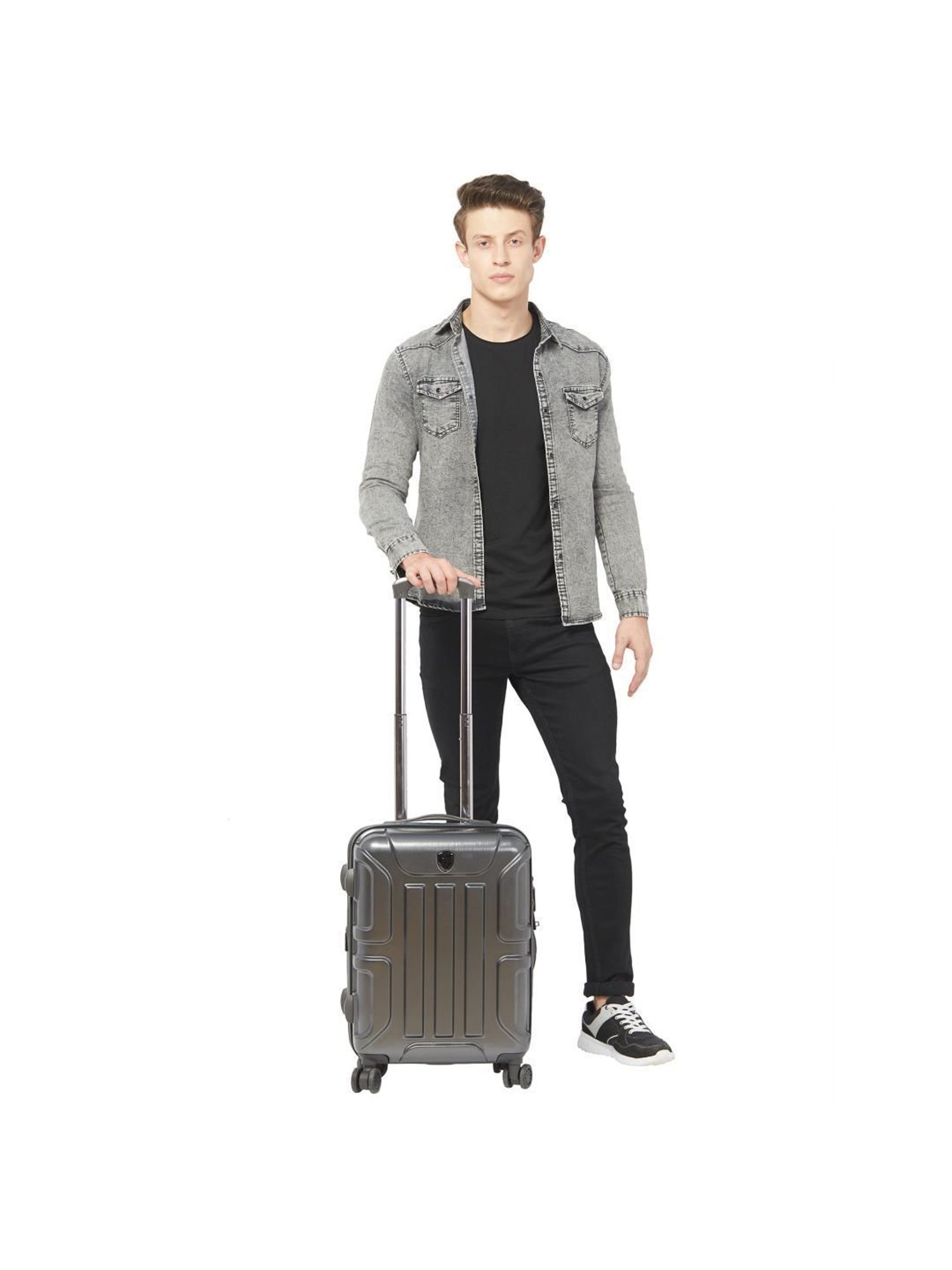 HEYS Commander Gunmetal Textured Hard Cabin Trolley Bag -21 cm