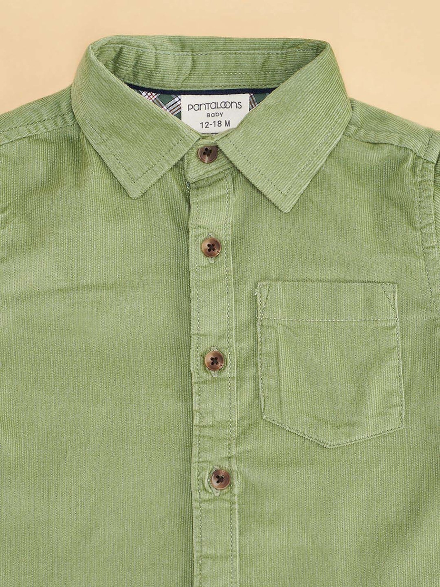 Pantaloons Baby Mint Green Cotton Self Pattern Full Sleeves Shirt