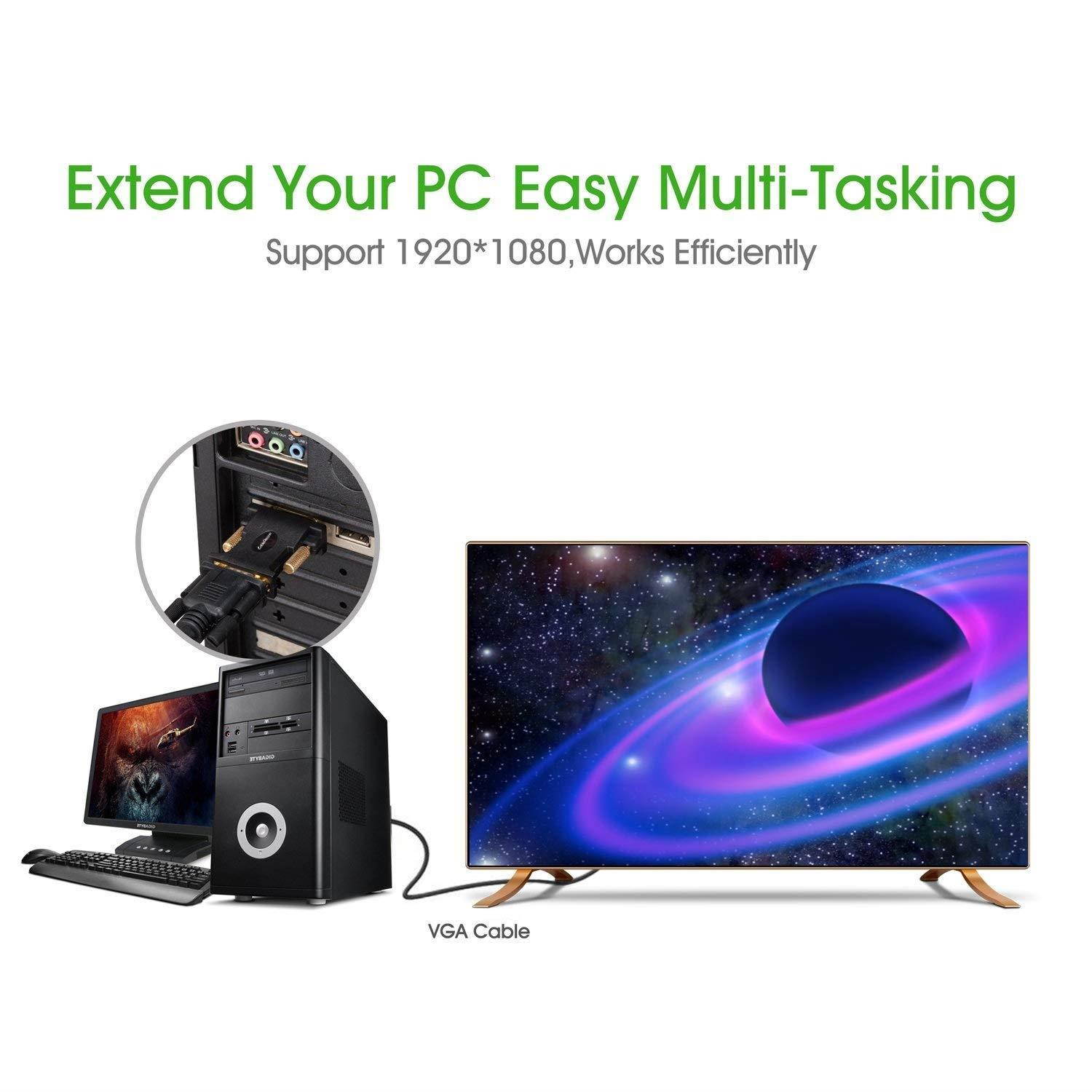 CableDeconn DVI VGA Adapter, Active DVI-D 24+1 to VGA Link Video Adapter Cable Converter for PC DVD Monitor HDTV (E0401)