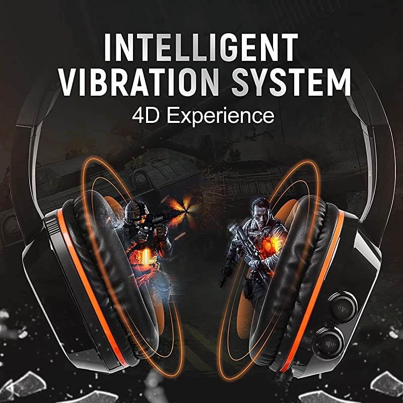 USB Plug Virtual 7.1 Surround Sound Gaming Headset for PC, PS4 , Laptop, with Vibration Bass, Mic and LED Lights G910,Black