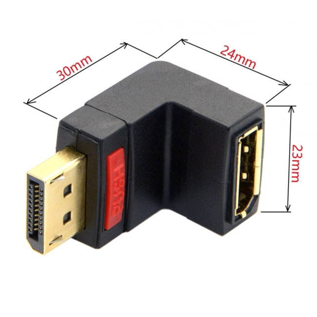 Cablecc Up Angled 90 Degree DP DisplayPort Male to Female Extension Adapter
