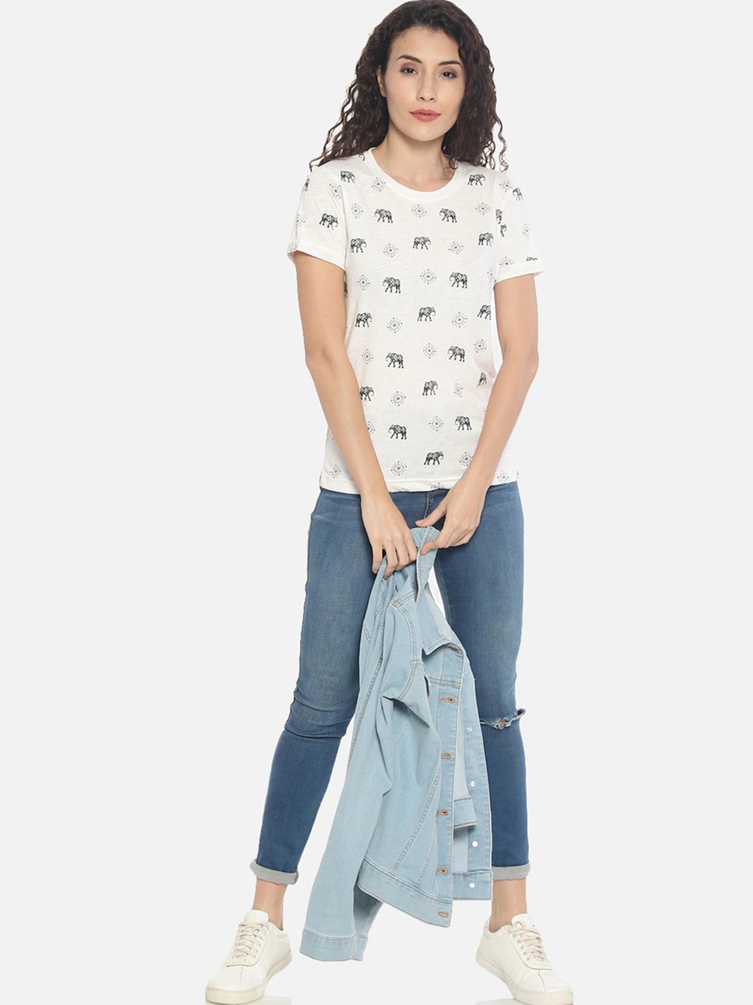 Kryptic Off White Printed T-Shirt