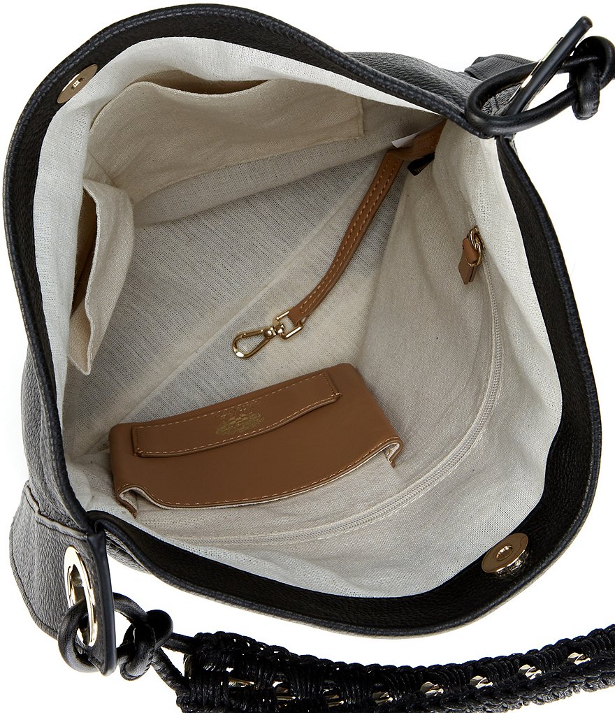 Vince Camuto Lenza Leather Crochet Strap Hobo Bag