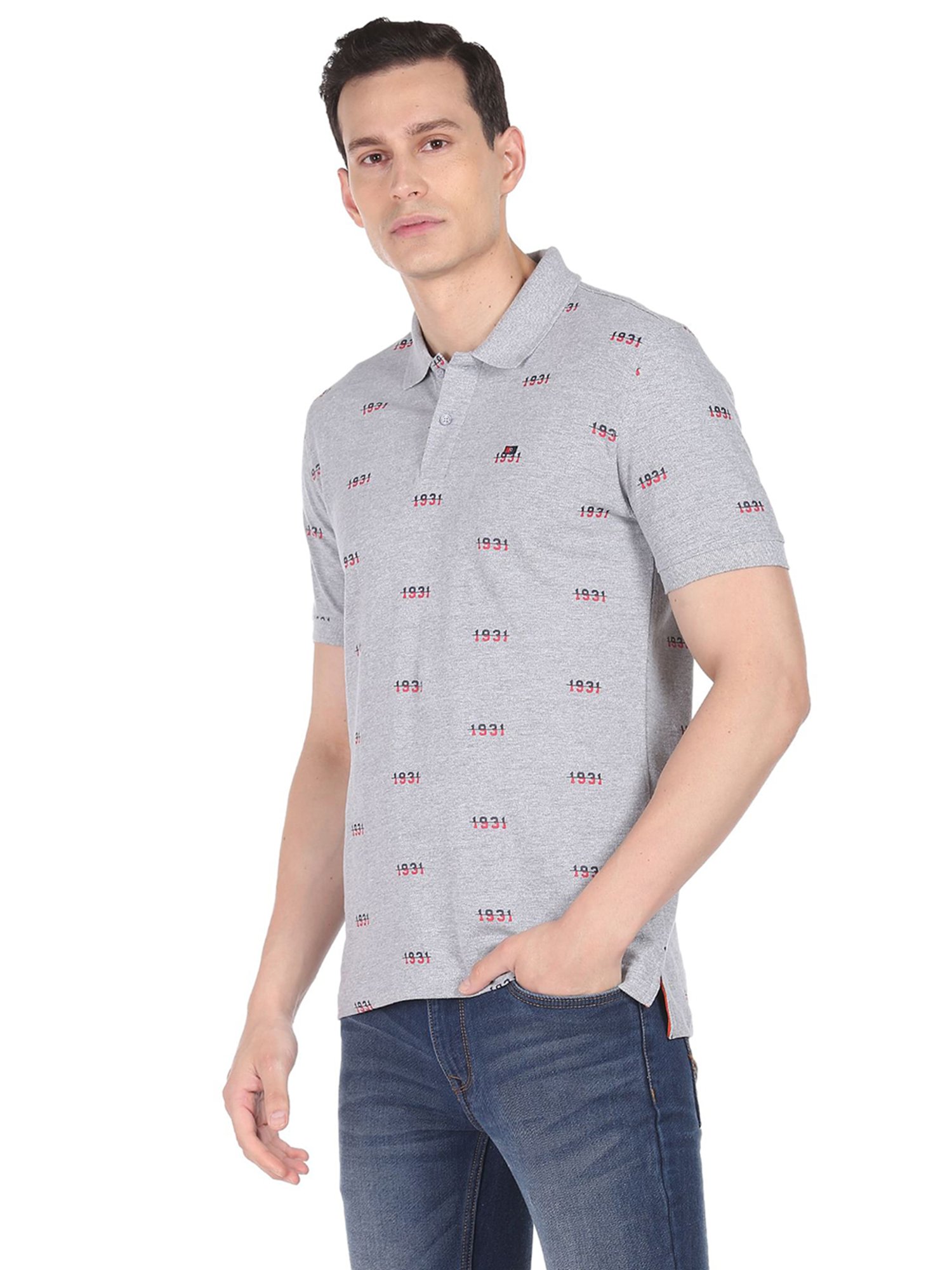 AD by Arvind Grey Polo T-Shirt