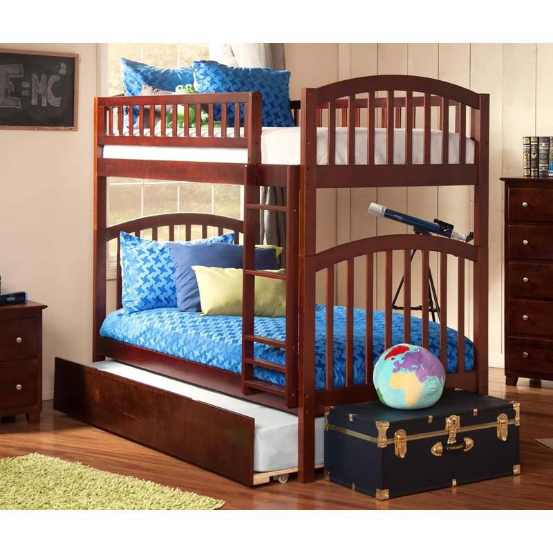 Richland Bunk  Twin over Twin w/ Raised Panel Trundle White - Atlantic Frame