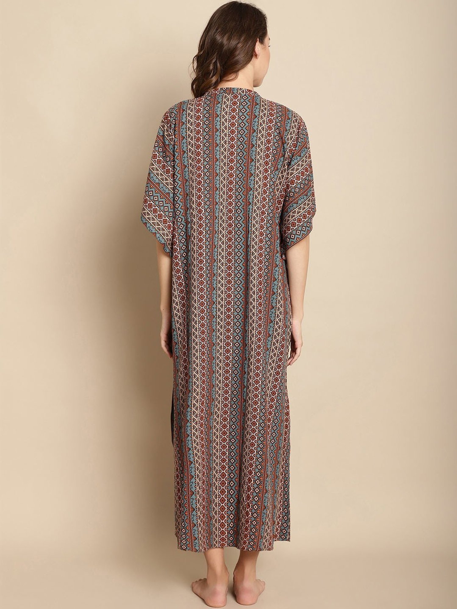 Secret Wish Multicolor Printed Maternity Kaftan Nighty