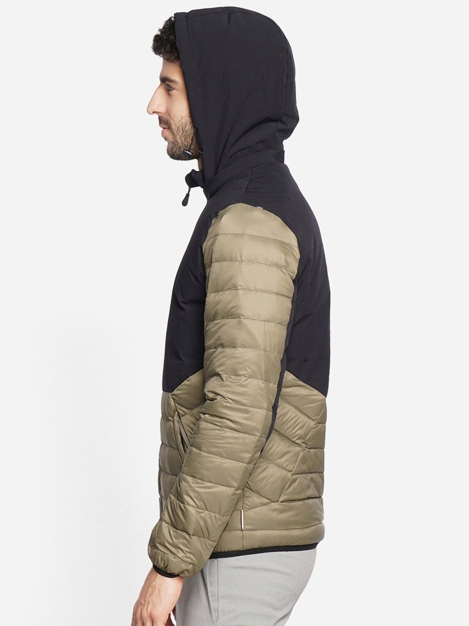 Wildcraft Olive Green Regular Fit Colour Block Hooded Jacket