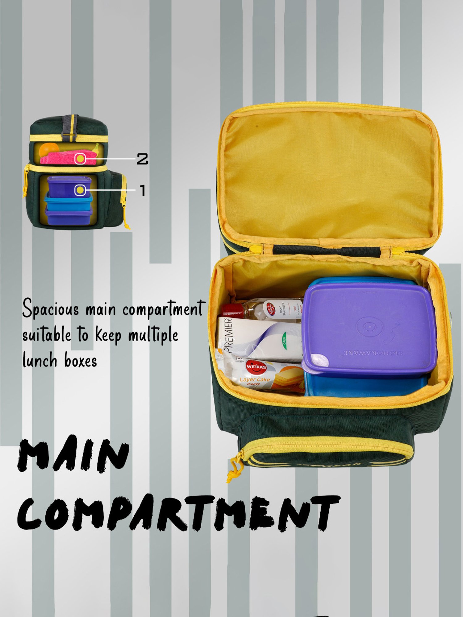 F Gear Sushi Spruce Yellow Medium Lunch Bag